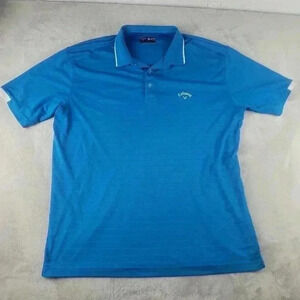 Lot Of 2 Callaway Opti-Dri Golf Polo Short Sleeve Shirt Blue Striped Sz XL